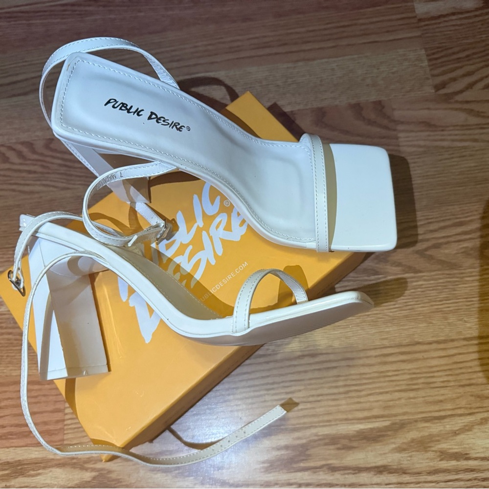 Public Desire Cream Strappy Heels